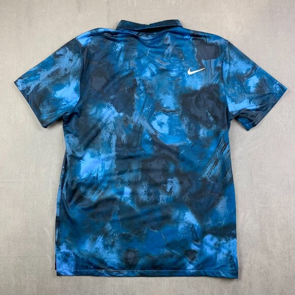 Nike Mens Shirt Medium Blue Ombre Print Polo Golf Dri Fit Stretch Performance - Picture 8 of 9